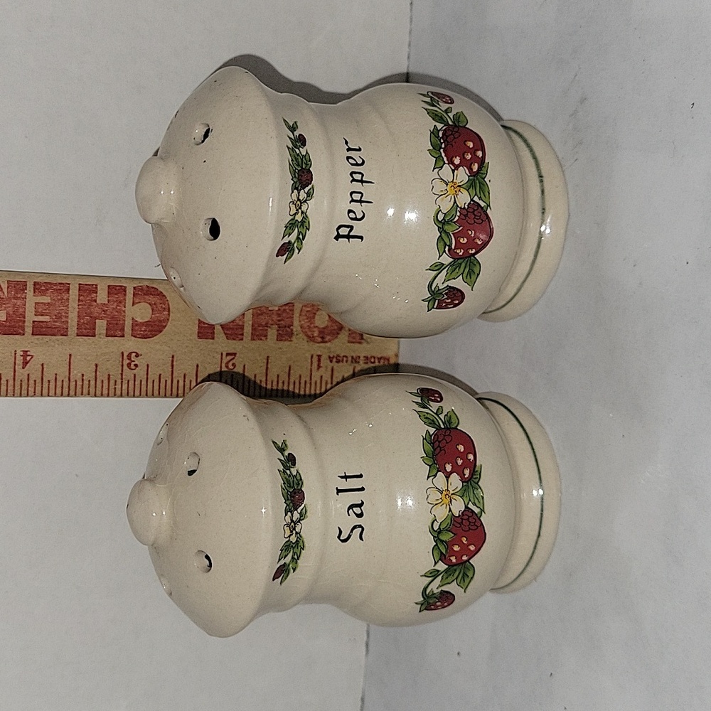 Vintage Strawberry and Blossom Salt and Pepper Shakers